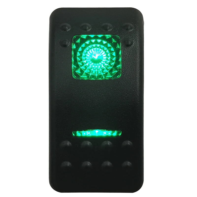 Green LED Rocker Switch - Waterproof SPST & DPDT Options