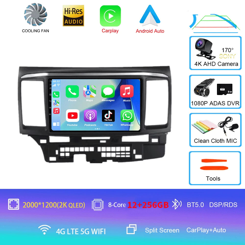 9" Android Car Stereo for Mitsubishi Lancer 9, 10 & X (2008–2016) — CarPlay, Android Auto, GPS, Touchscreen