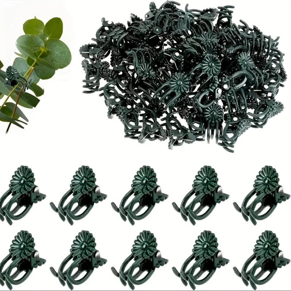 Dark green orchid and vine plant support clips