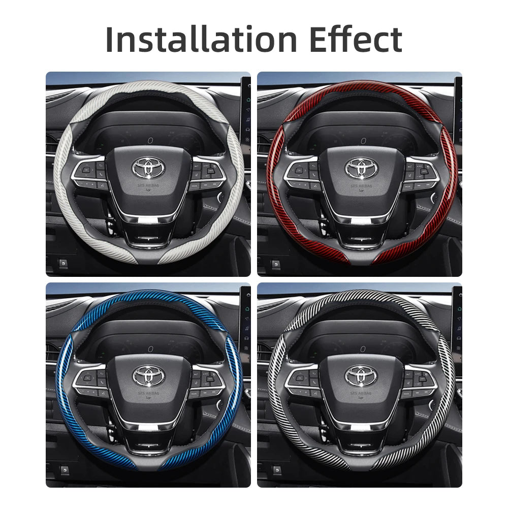 Suitable for Toyota Carbon Fiber Texture Steering Wheel Cover with Segmented Quick-Release Design, Durable, for Rav4, Hilux, Camry, Yaris, Corolla Cross, Kluger, Grand Highlander, Tacoma, Tundra, Sequoia, 4Runner, C-Hr