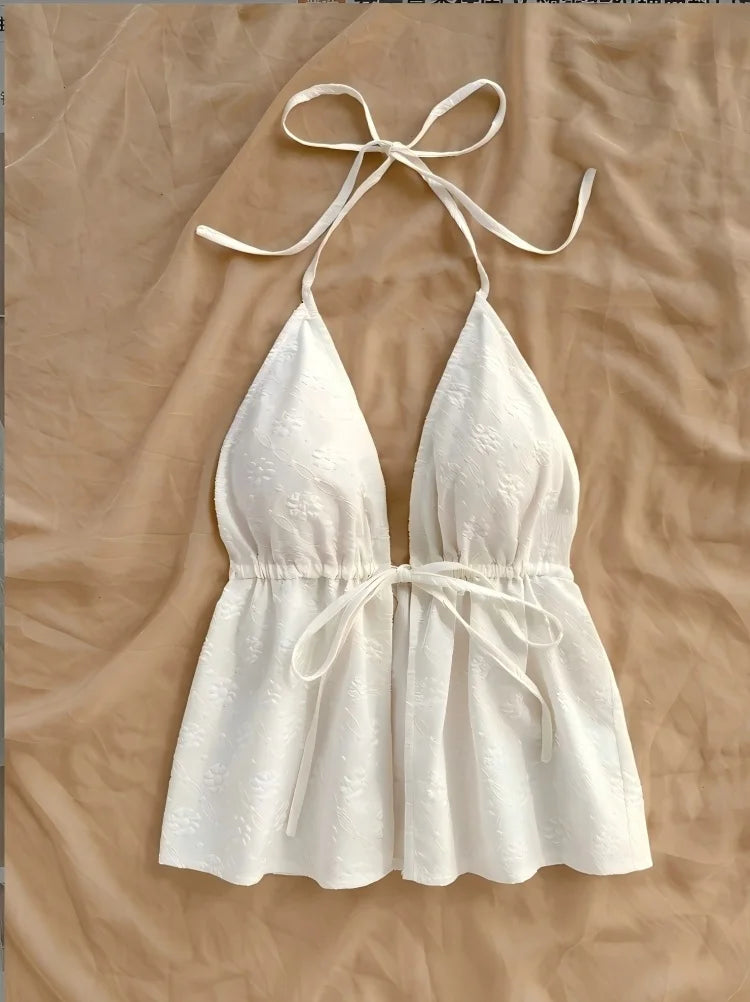 Women's tie-back textured V-neck camisole — view 8 of 12