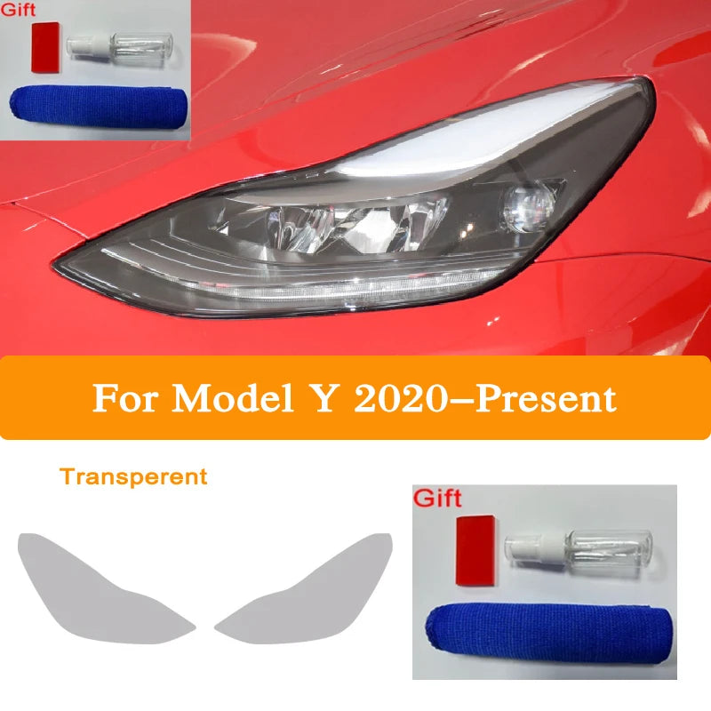 Headlight Tint Smoke Black TPU Protective Film – Compatible with Tesla Model 3, Y, S, X
