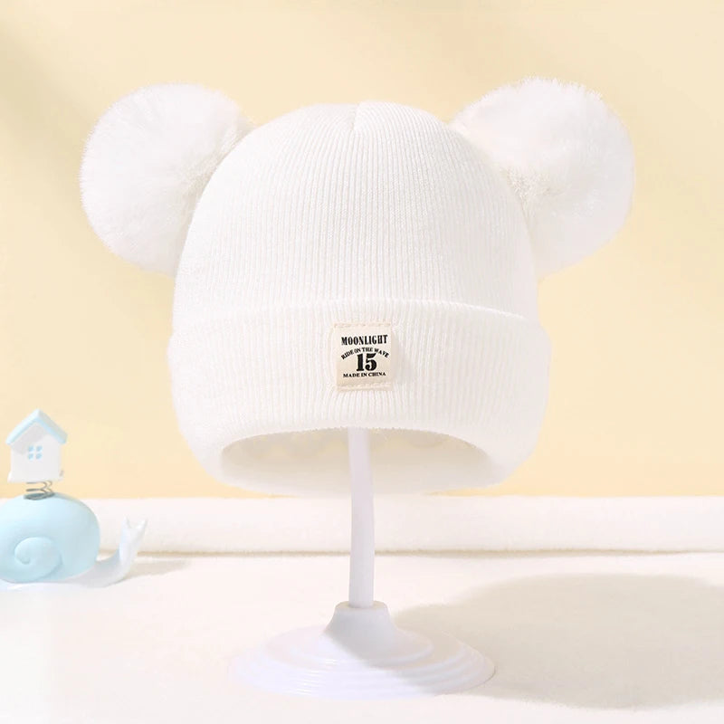 Baby Pom Pom Knit Beanie - Solid Color Winter Hat for Boys and Girls - photo 2