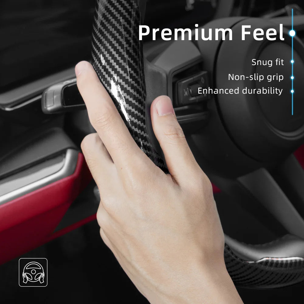 Suitable for Toyota Carbon Fiber Texture Steering Wheel Cover with Segmented Quick-Release Design, Durable, for Rav4, Hilux, Camry, Yaris, Corolla Cross, Kluger, Grand Highlander, Tacoma, Tundra, Sequoia, 4Runner, C-Hr