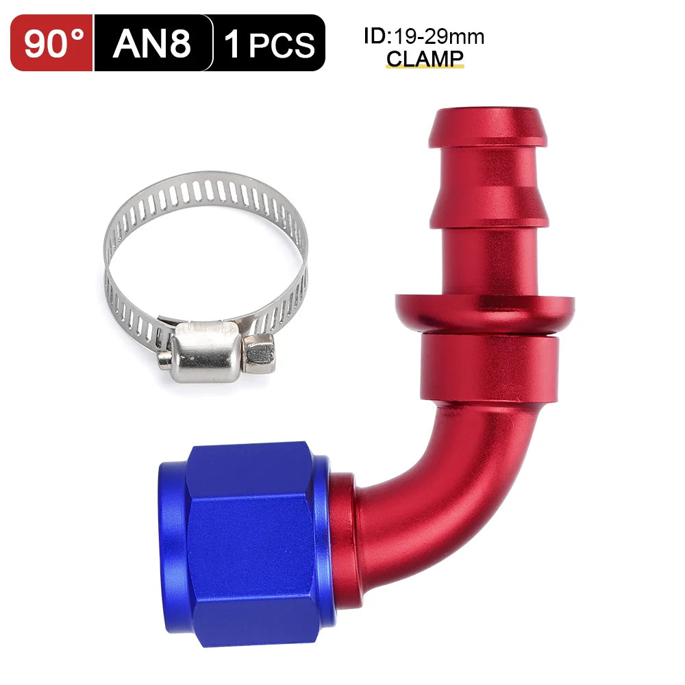 Universal AN6 AN8 AN10 Push-on Hose End Fittings Fuel Oil Cooler Hose Fitting 0 45 90 180 Degree Reusable Connection Adapter