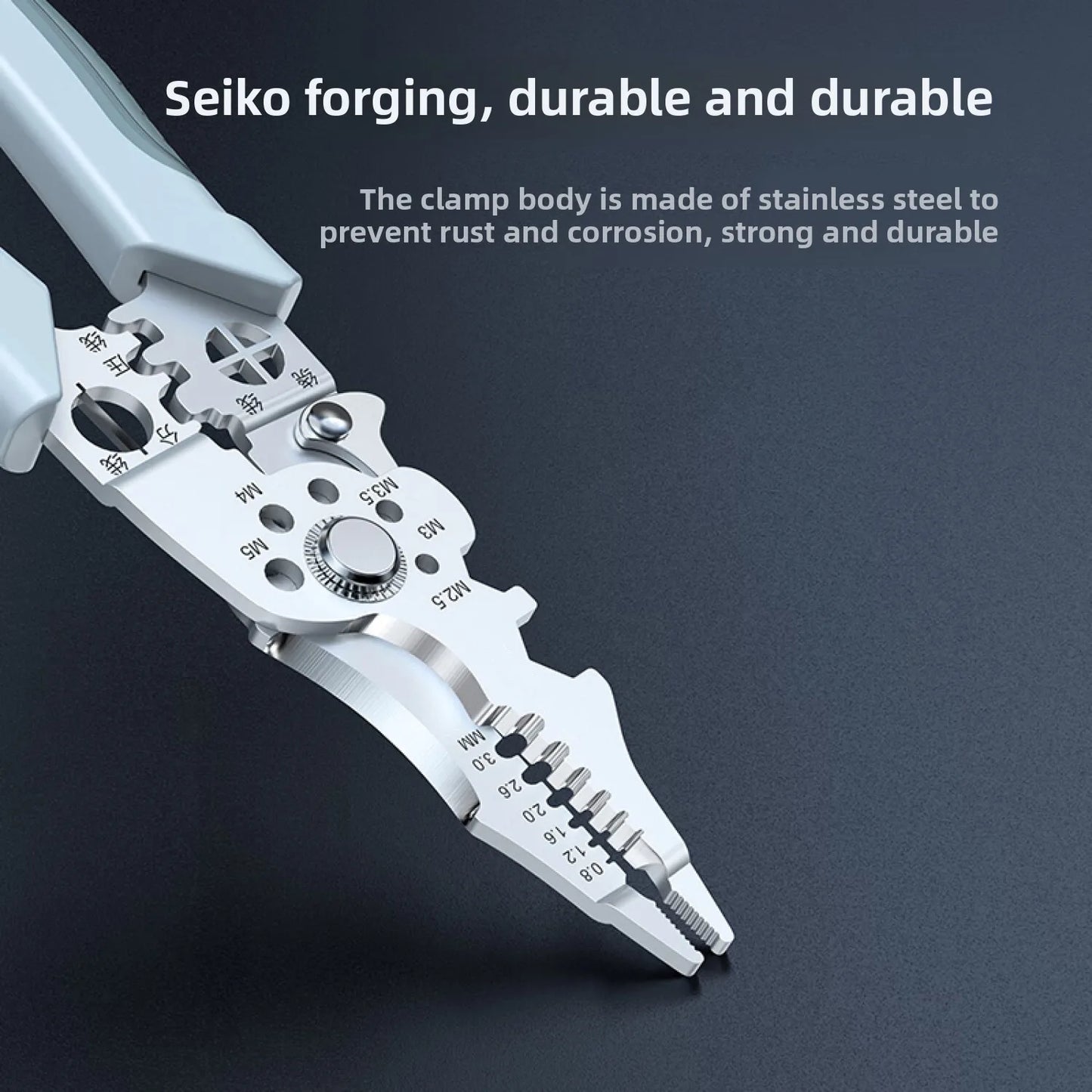 10-in-1 Professional Electrician Wire Stripper Pliers Heavy Duty Cable Cutting Crimping Tool Stainless Steel with Non-Slip Grip