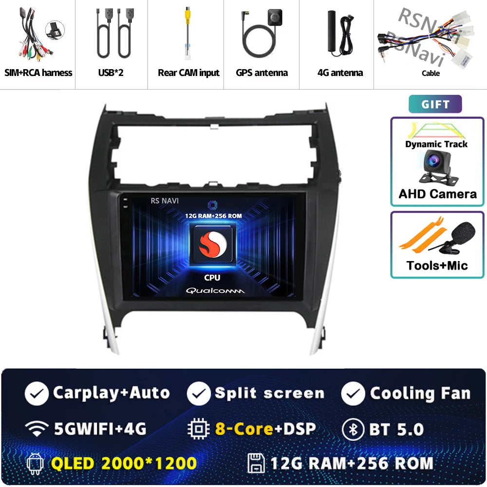 Android 16 For Toyota Camry US 2012 - 2014 2K QLED Android Car Radio Multimedia Video Player GPS Stereo CarPlay 4G Head Unit