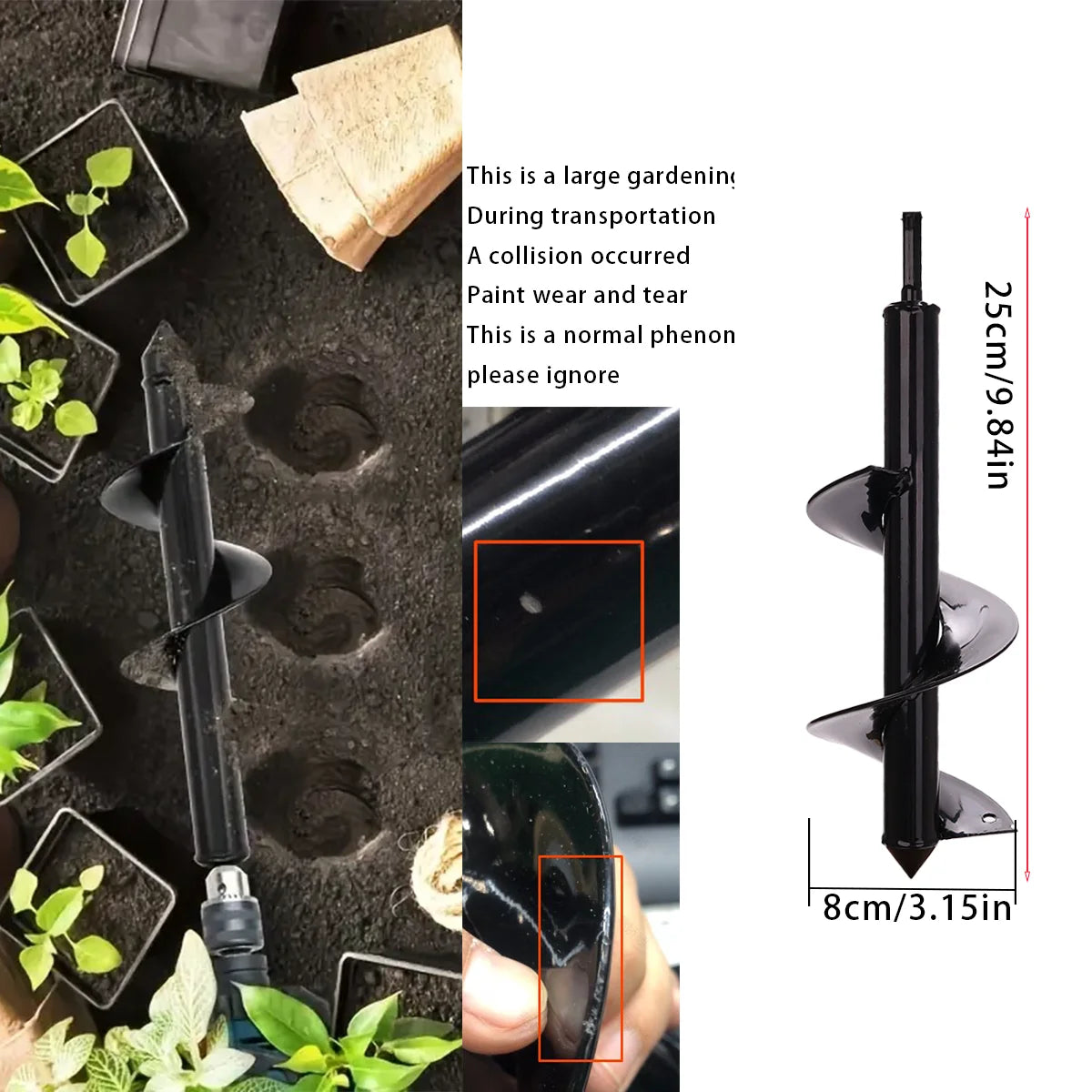 Spiral hole drill bit - Home planting spiral drill bit - Planting tool for loosening soil and digging holes, garden drill bit,