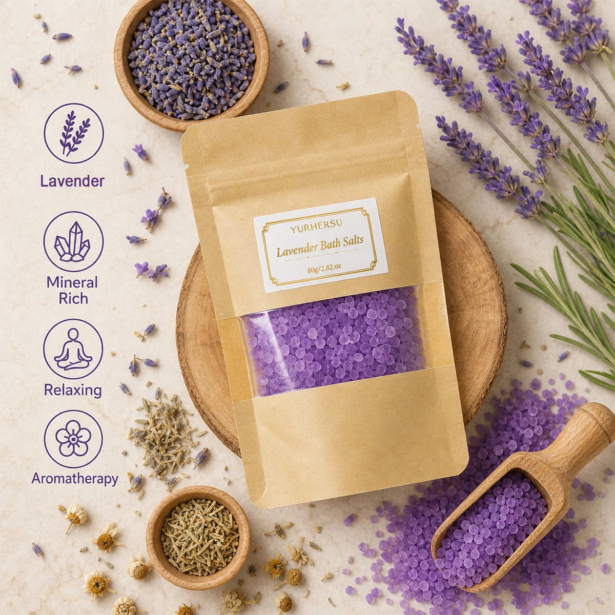 Lavender bagged bath salt，Deeply moisturize and nourish，Portable，87307426195，Containing essential oils，Halloween gifts, wedding