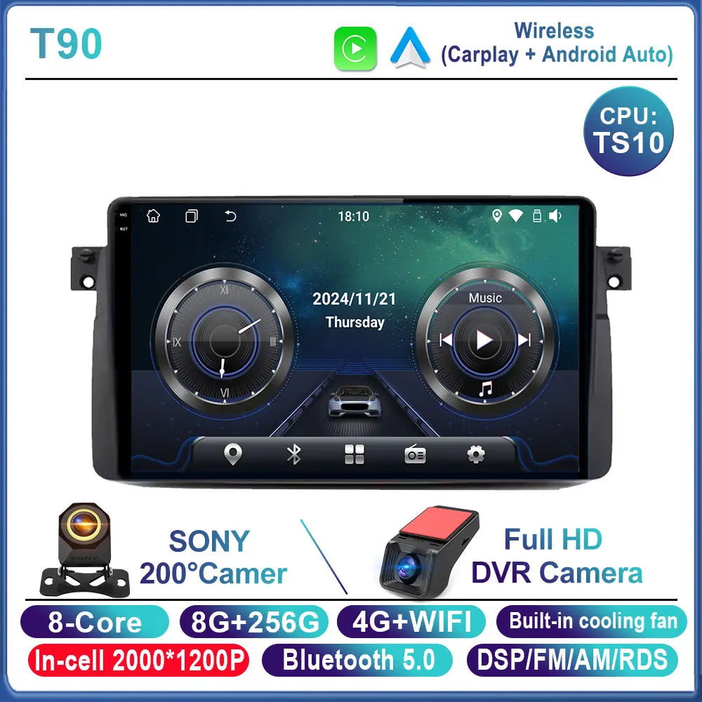 Android 16 Car Radio For BMW E46 M3 X5 1998-2006 Multimedia Video Player GPS 4G Carplay Auto Stereo RDS DSP DVD Head Unit WIFI