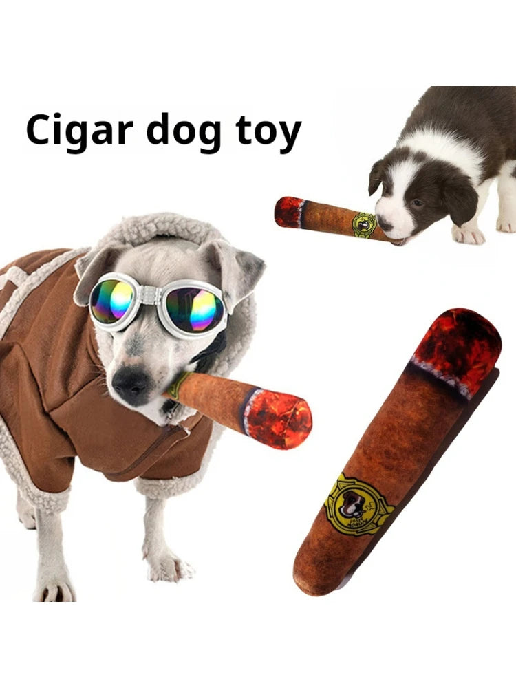 Squeaky Plush Cigar Dog Toy