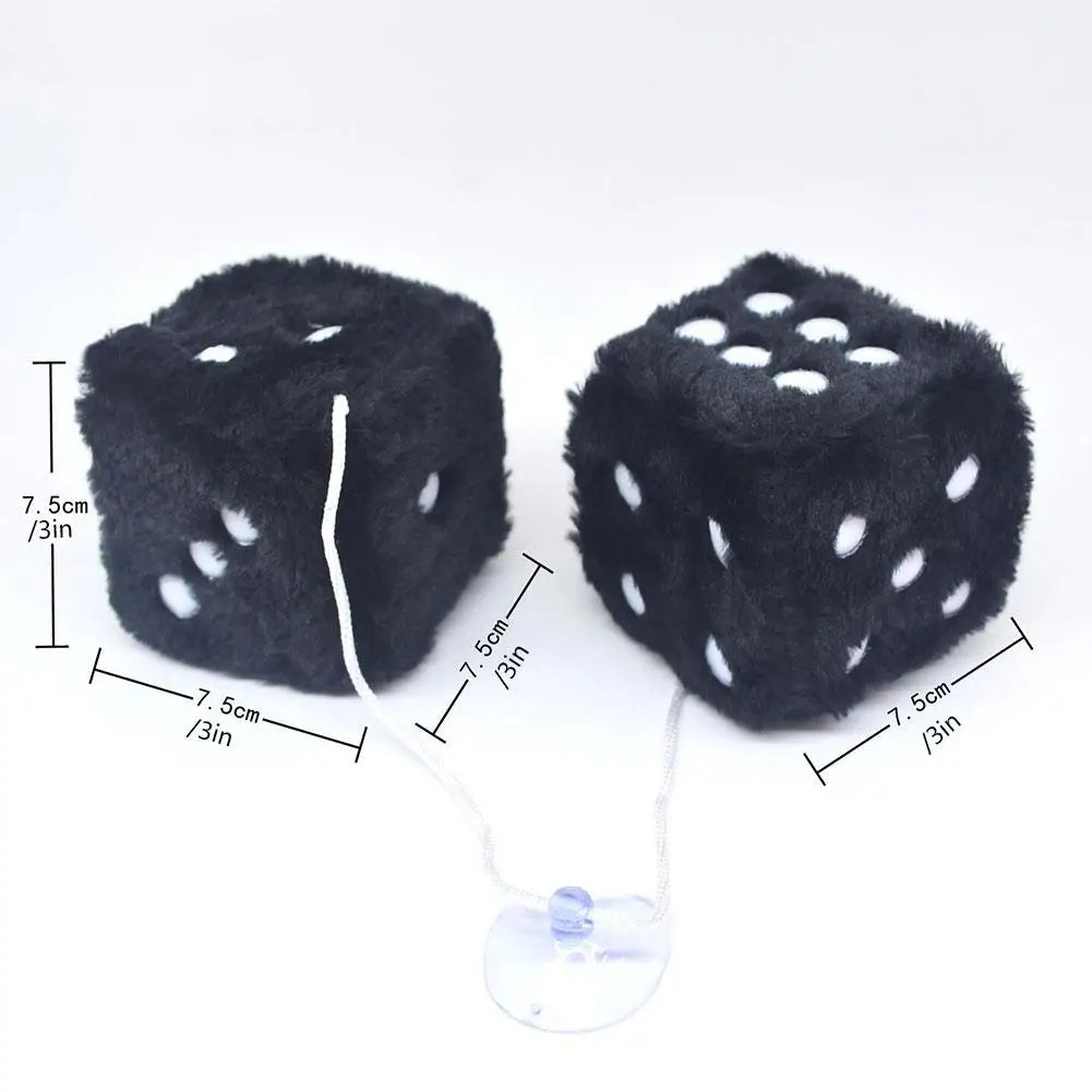 Big Long Hair Hot Stamping Dot Dice Plush Toy Cube Pendant Car Ornament Sieve Anime Car Decoration Accessories Auto Pendant