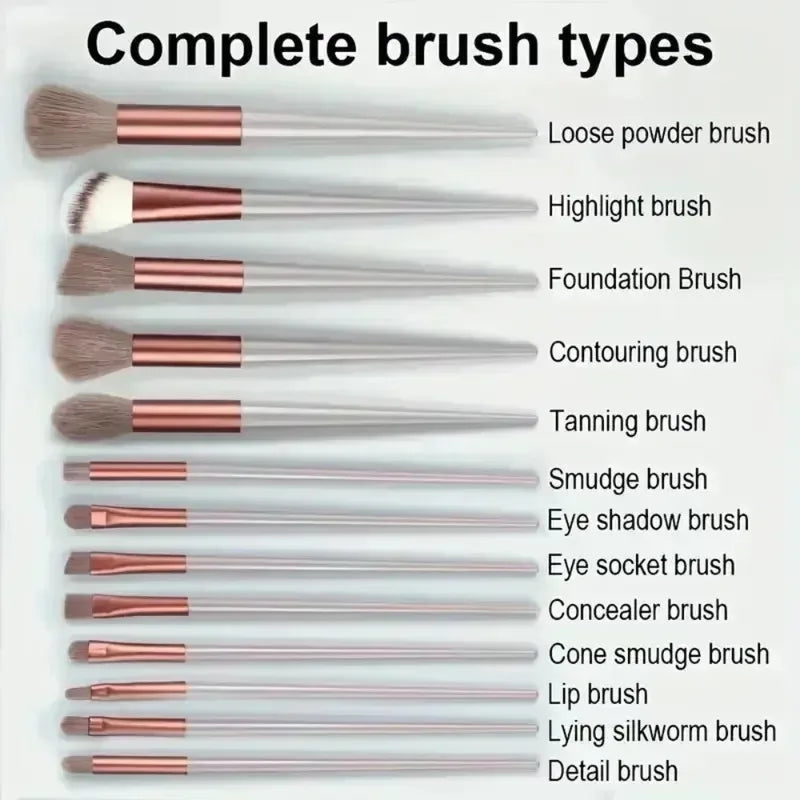 13-Piece Fluffy Makeup Brush Set for Face & Eyes