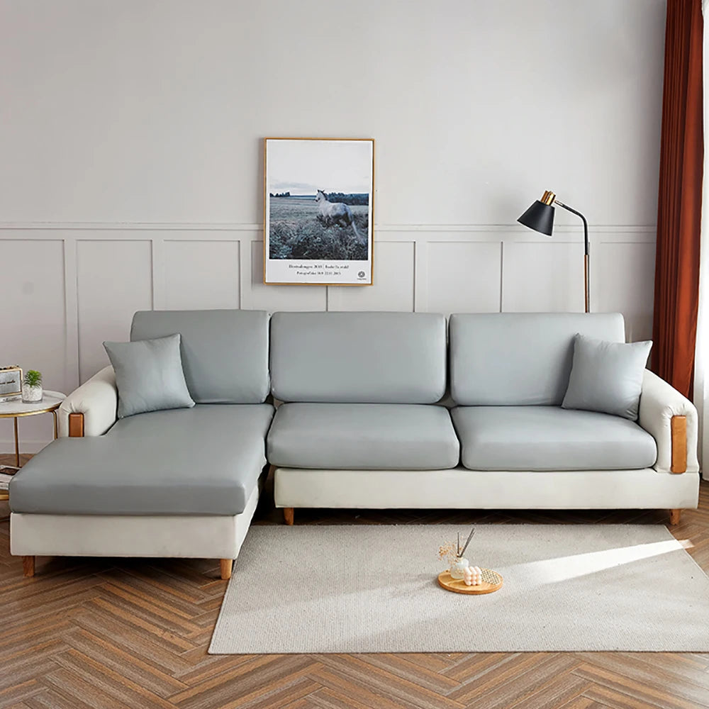 Waterproof PU Leather Sofa Seat Cushion Cover For Living Room Furniture Protector L Shape Corner Armchair Couch Slipcovers