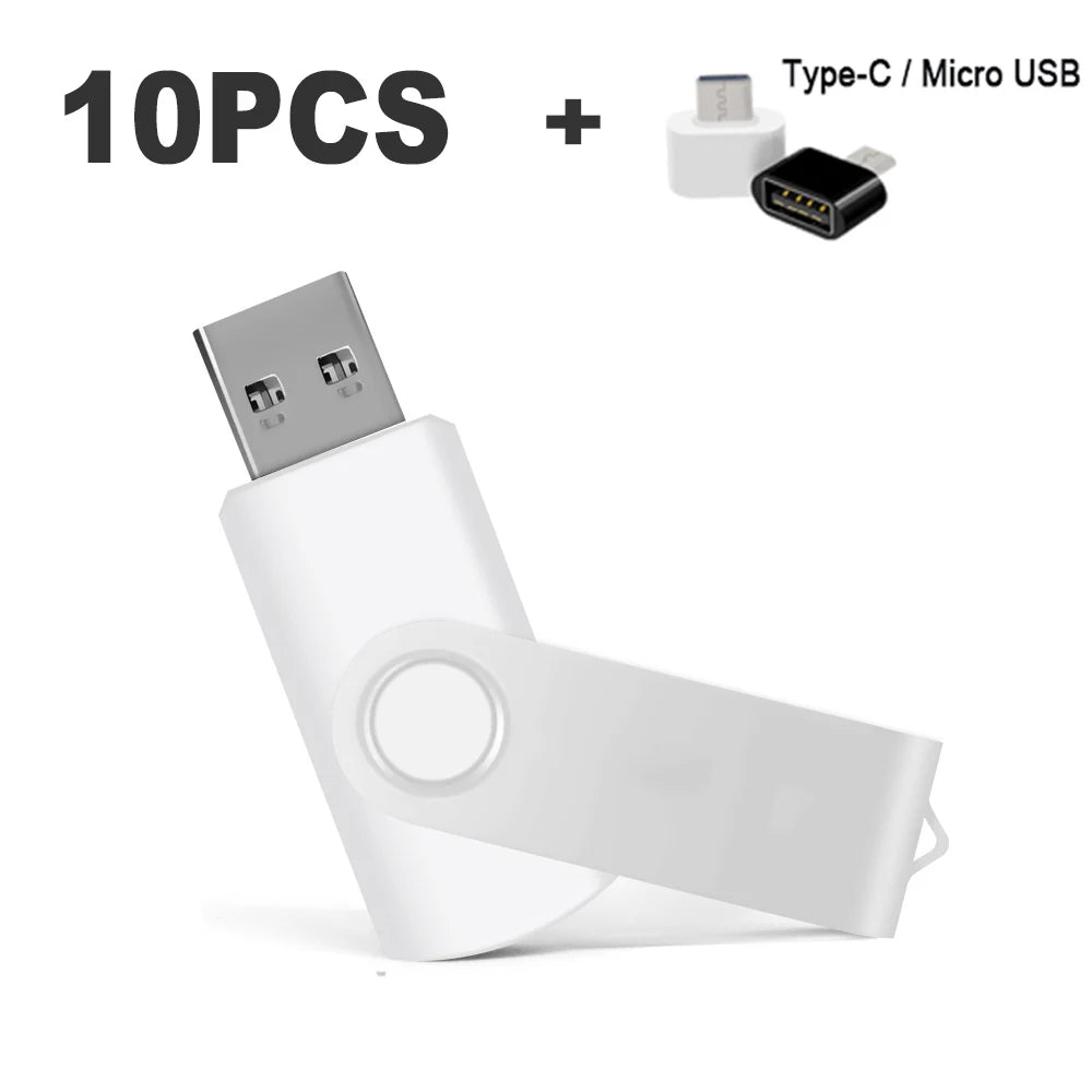 Color USB 2.0 Flash Drive 10-Pack — Bulk Mini Memory Sticks 4GB to 128GB