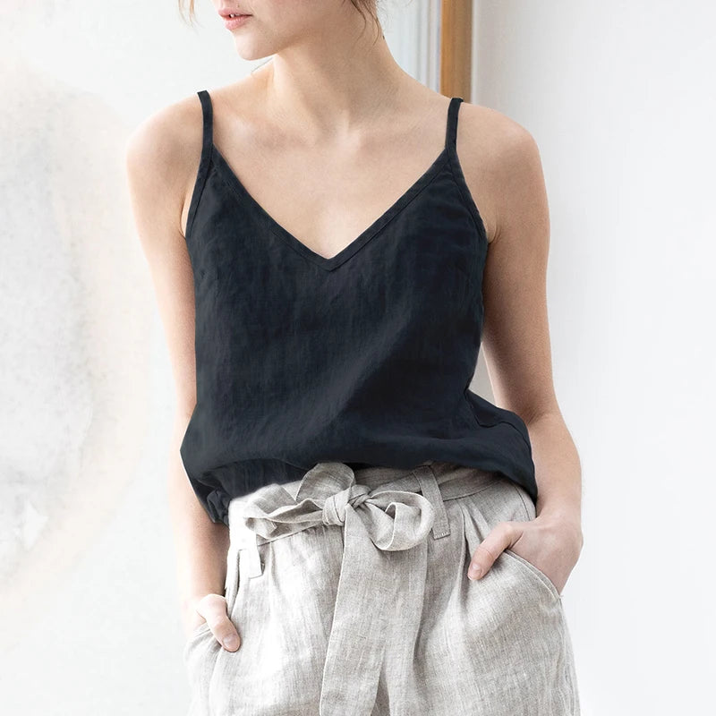 Vintage Cotton Linen Women's Summer Tank Top Sleeveless Harajuku Basic Cuasal Female Top For Girls Camisole Women Clothing