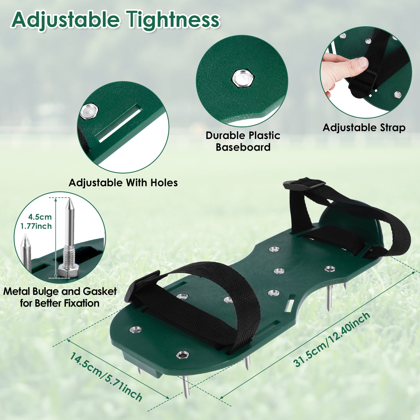 Lawn Aerator Shoes Manual Lawn Aerator with Spike Adjustable Spiked Aerating Sandals Reusable Plastic Lawn Aerator Sandals Lawn