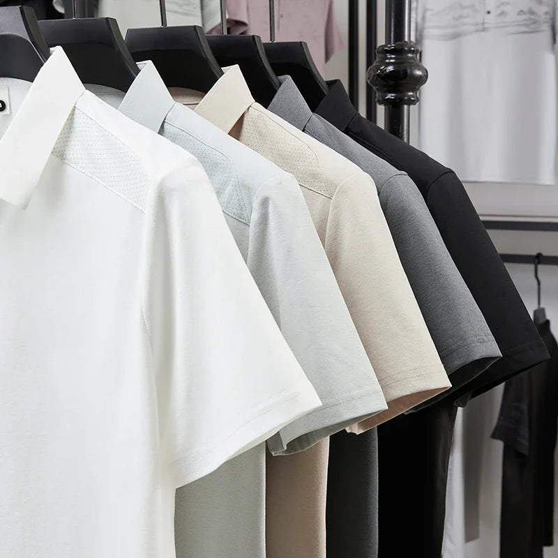 Men's Lapel Polo Tee - Breathable Soft Stretch, Summer Daily Wear