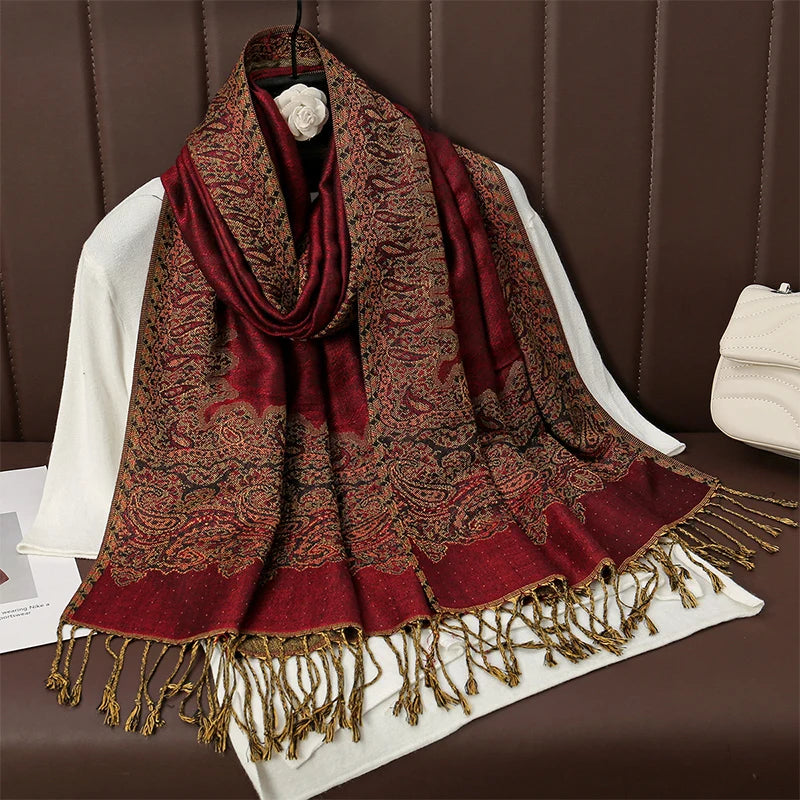 Women's Printed Pashmina Shawl, Soft Winter Scarf