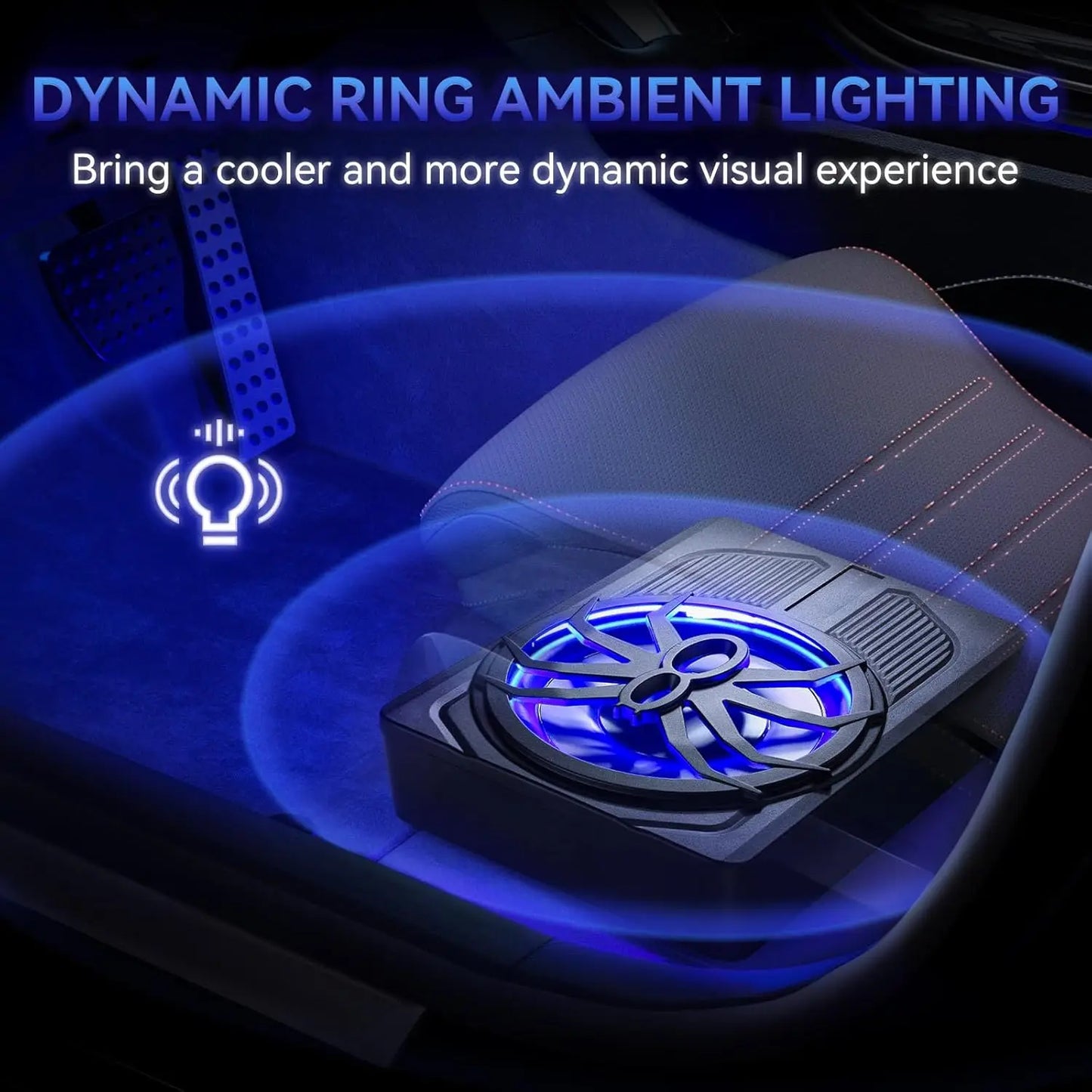 1000W 10" Slim Under Seat Subwoofer Spider Style Powered Bass Speaker with Amplifier Blue Light for Car Truck SUV