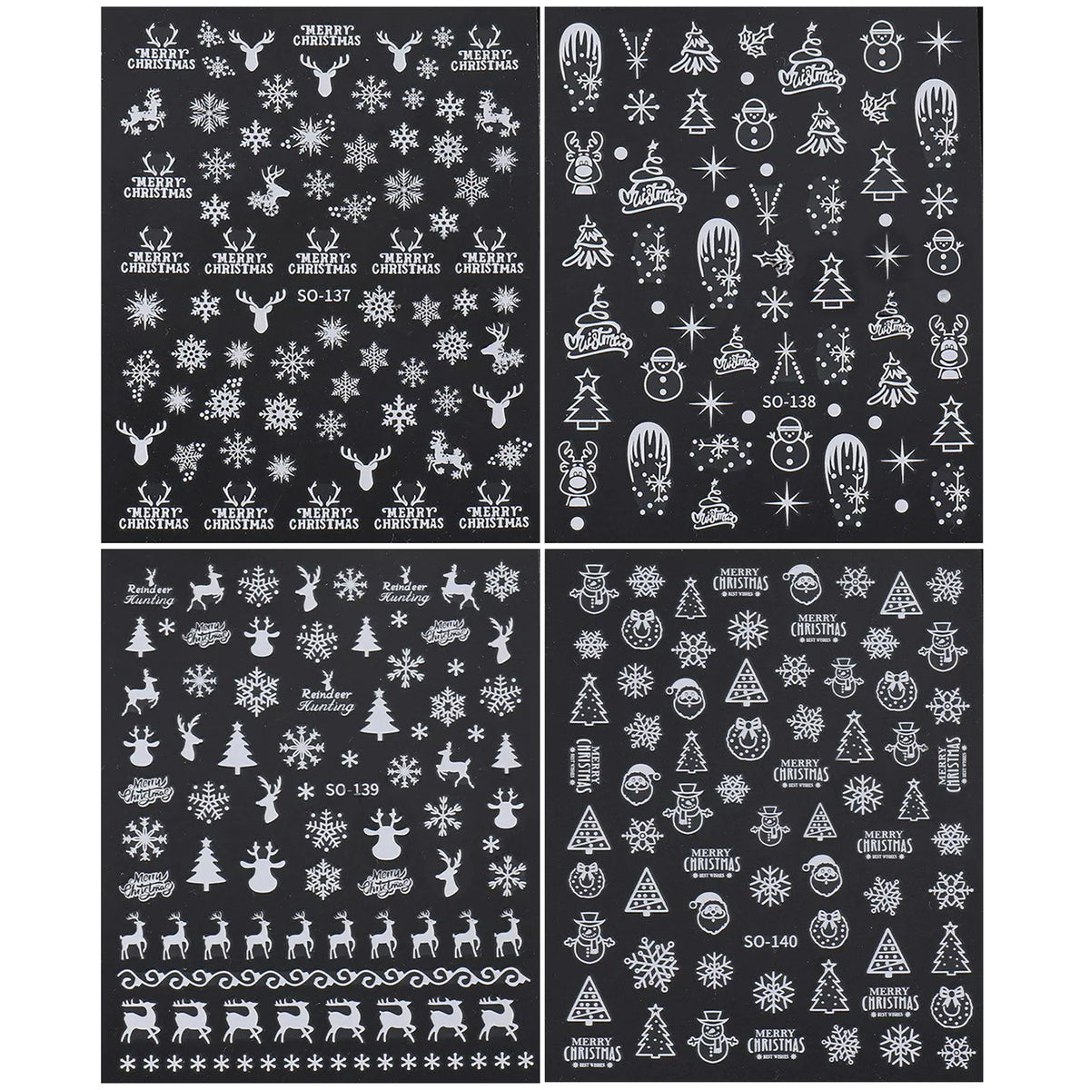 New Winter Snowflake Nail Stickers, White Snow Christmas New Year Self-Adhesive Nail Decals, DIY Nail Art Decor