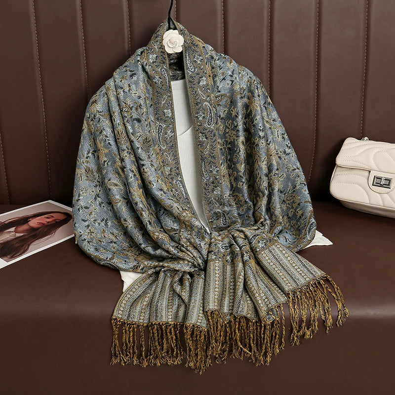 Women's Printed Pashmina Shawl, Soft Winter Scarf