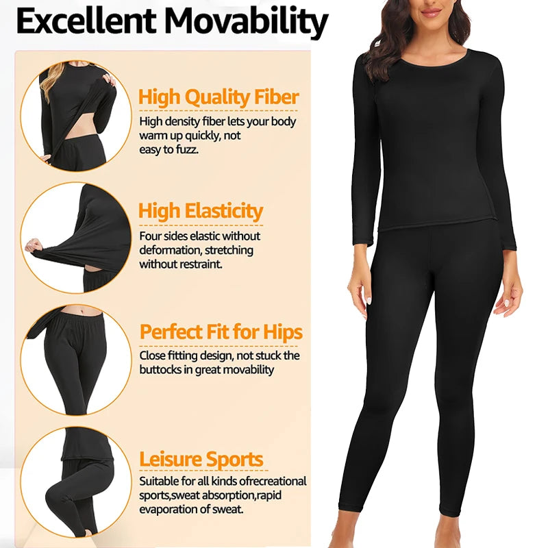 Women's Thermal Long Johns Set - Lined Top & Pants for Skiing - photo 4