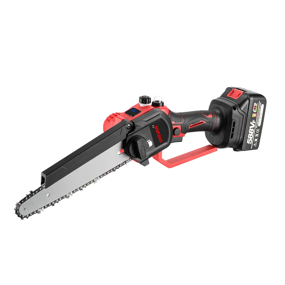 ONEVAN 4500W 8 Inch Brushless Electric Saw Chainsaw With Oil Spray Rechargeable 45000RPM Woodworking Tool For Makita Battery Pin