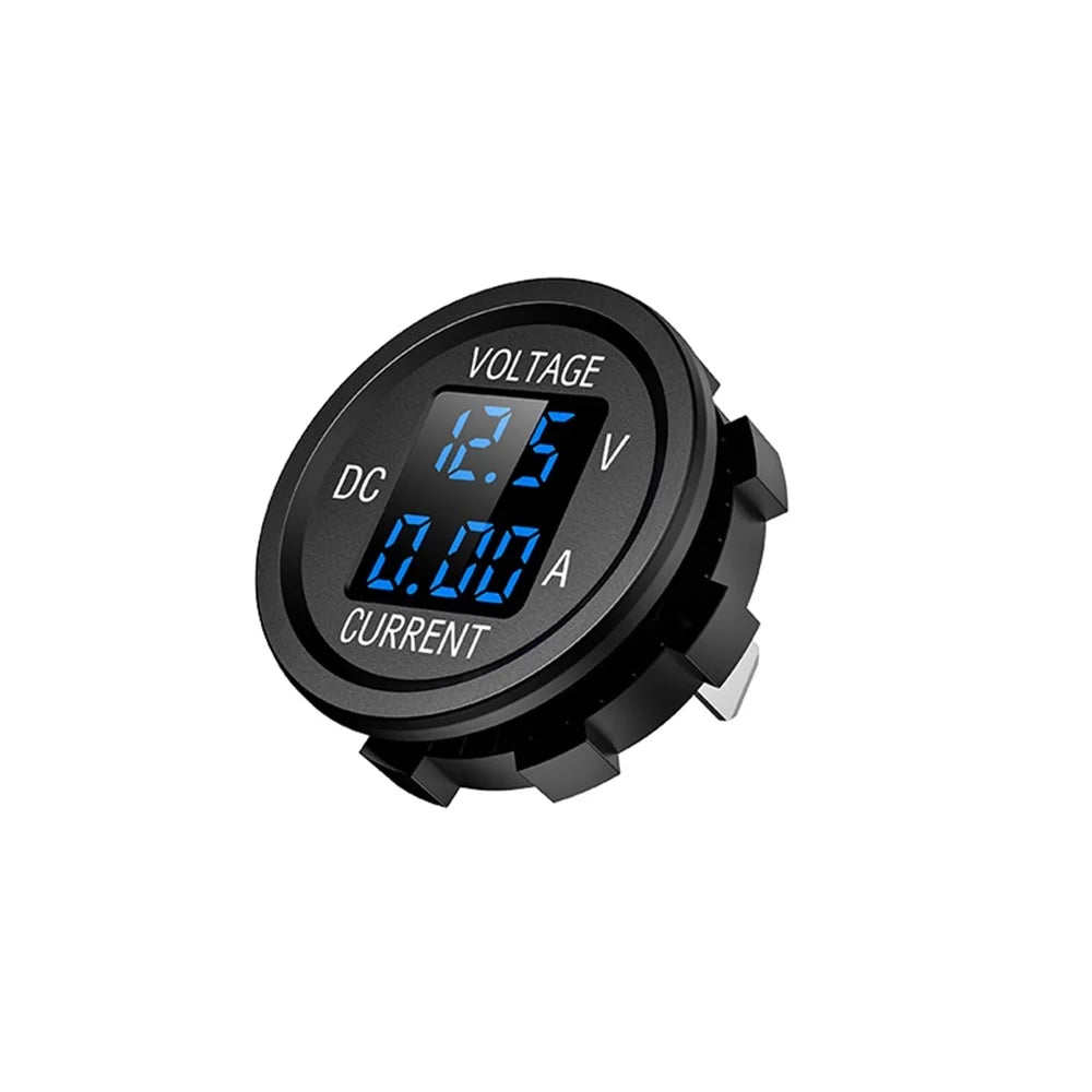 DC 5-48V Car Motorcycle Voltmeter Ammeter Mini Digital Waterproof LED Panel Tester Display Round Volt Meter Gauge For 12V Truck