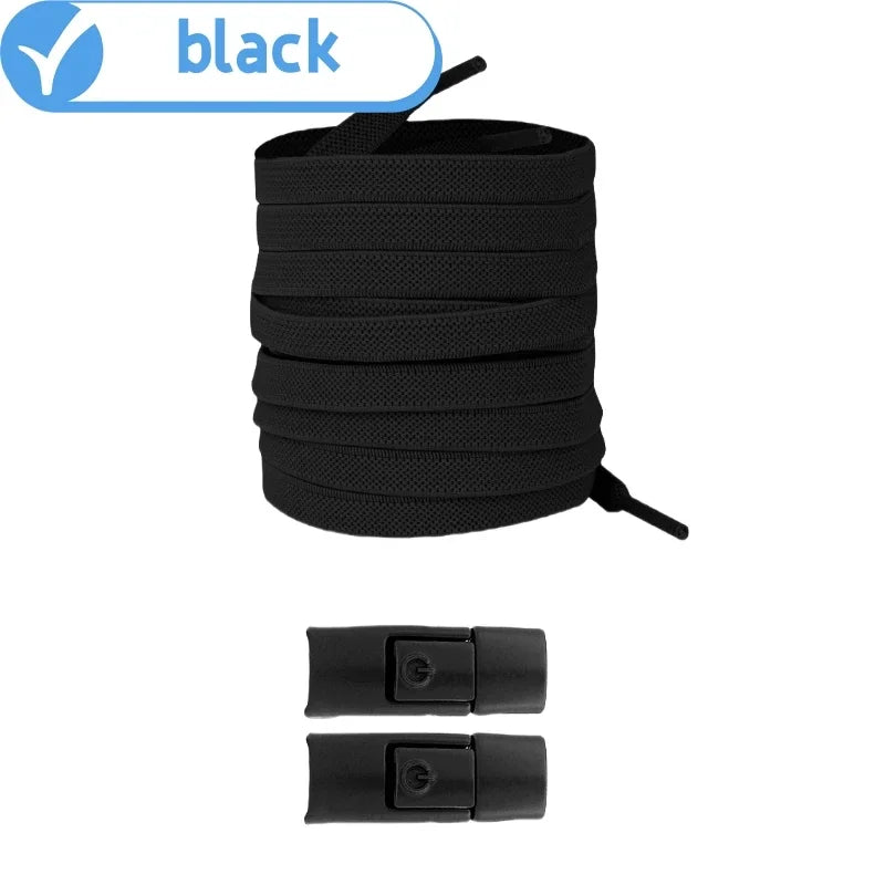 No-Tie Elastic Shoelaces with Press Lock – 8mm Flat Sneaker Laces for Kids & Adults | One Size Fits All Shoes