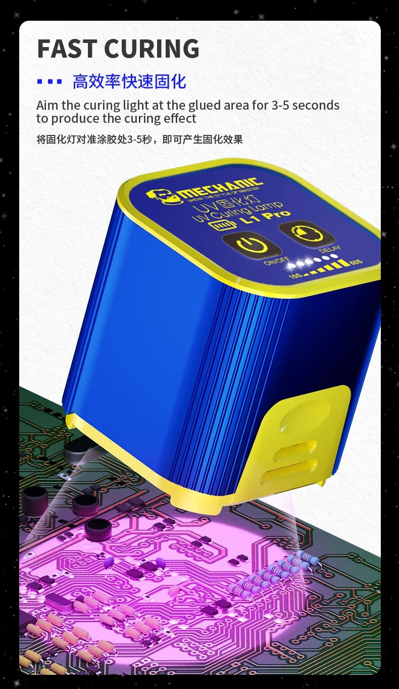 MECHANIC L1/L1 Pro UV Curing Lamp Intelligent Double Beads 7W High Power UV Curing Light  Motherboard UV Glue Curing Repair Lamp