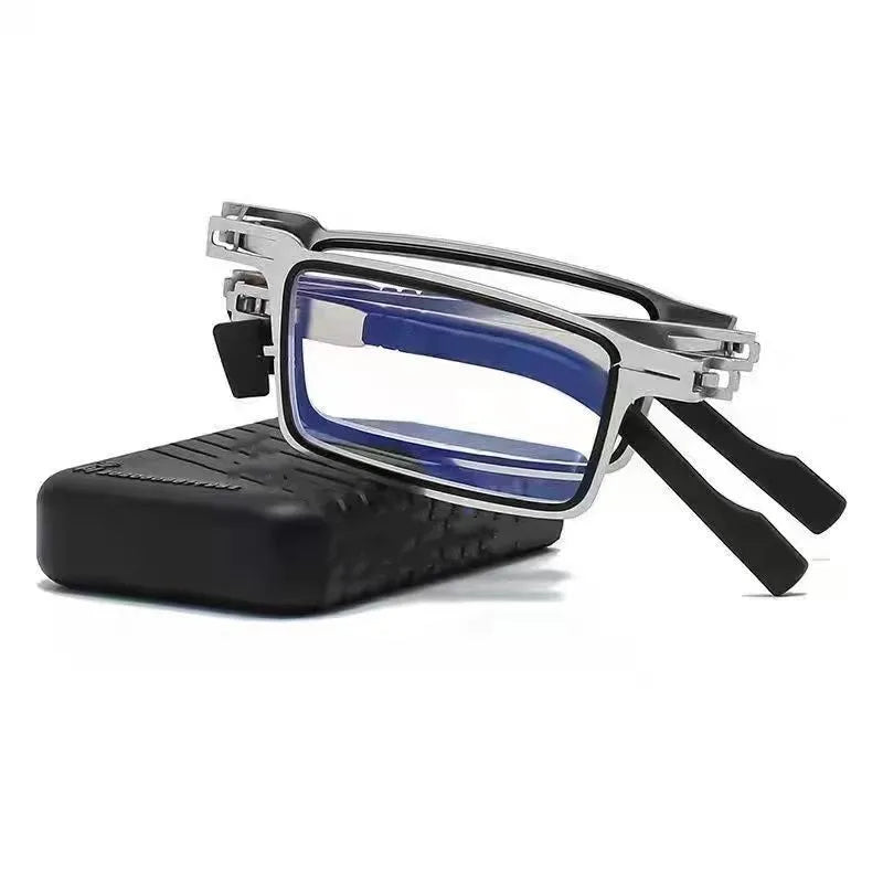 Folding Reading Glasses with Blue Light Filter — Ultra-Light Full Metal Frame