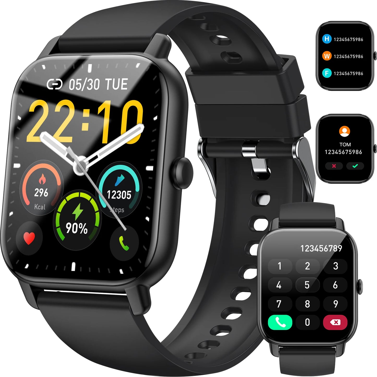 Jxrev 1.85" Ultra Thin Smartwatch with Bluetooth Calling & GPS – IP68 Waterproof | 110+ Sport Modes, Heart Rate, Sleep & Calorie Tracker for Android & iOS