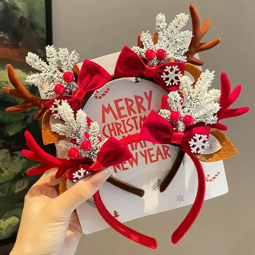 Christmas Decoration Hairband Cute Antler Santa Claus Snowflakes Christmas Eve Headwear Fashion New Year Party Hair Accessories