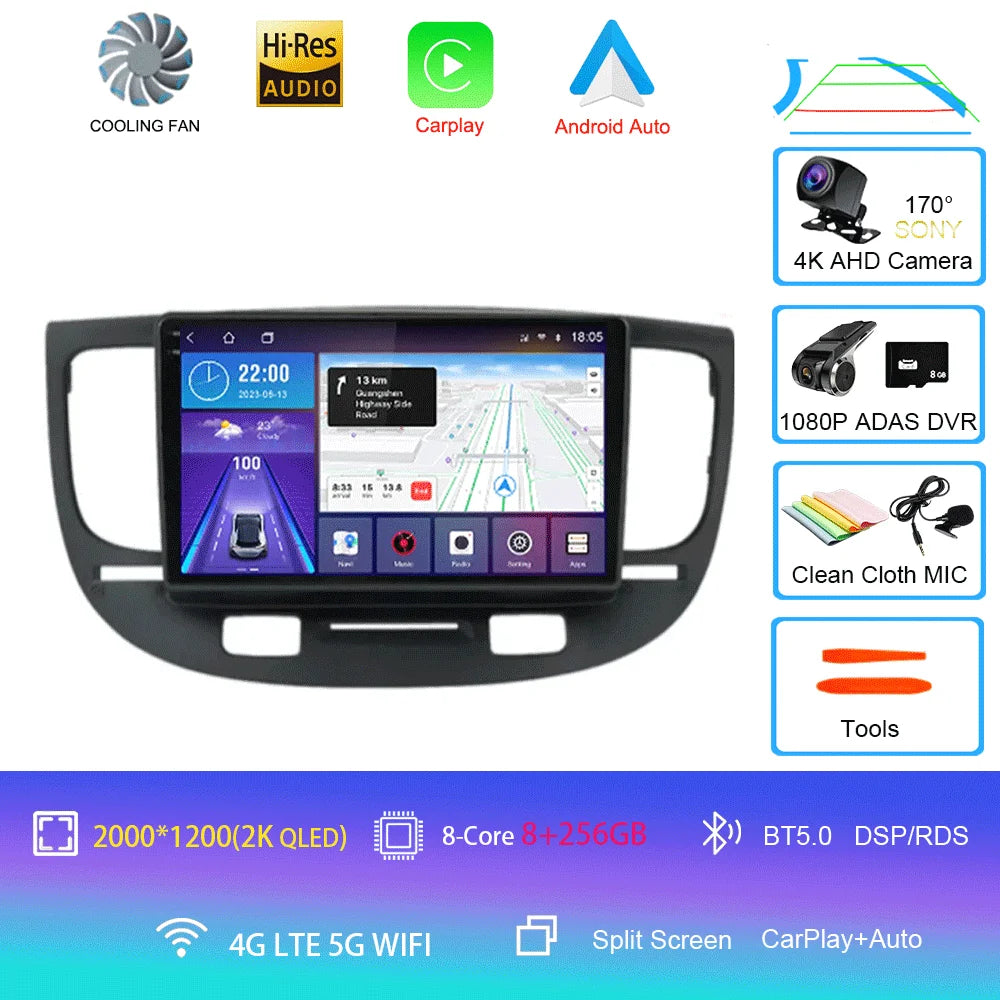 For Kia RIO 2 RIO2 2005 - 2011 Android 16 Bluetooth WIFI Car Radio Multimedia Video Player GPS No 2 Din Free Auto 360 Camera 4G