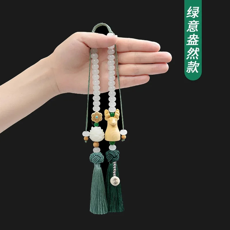 Chinese Traditional Culture Buddha Bodhi Car Pendant High-end Ping An Car Jewelry Car Lotus Rearview Mirror Pendant Oranments