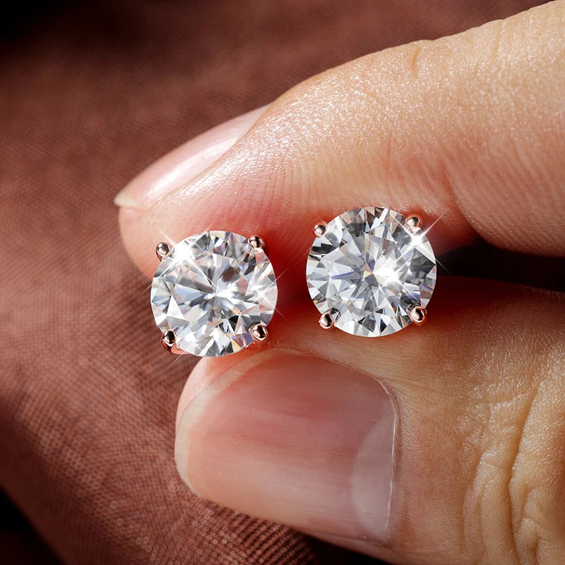 Smyoue 0.2-3CT Moissanite Stud Earrings for Women - 925 Silver, Rose Gold