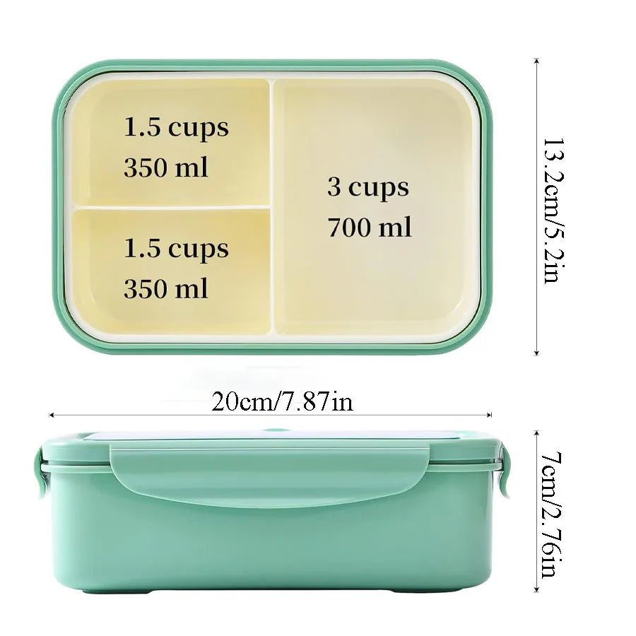 3-Compartment Bento Lunch Box for Adults & Kids - Spoon & Fork - photo 5