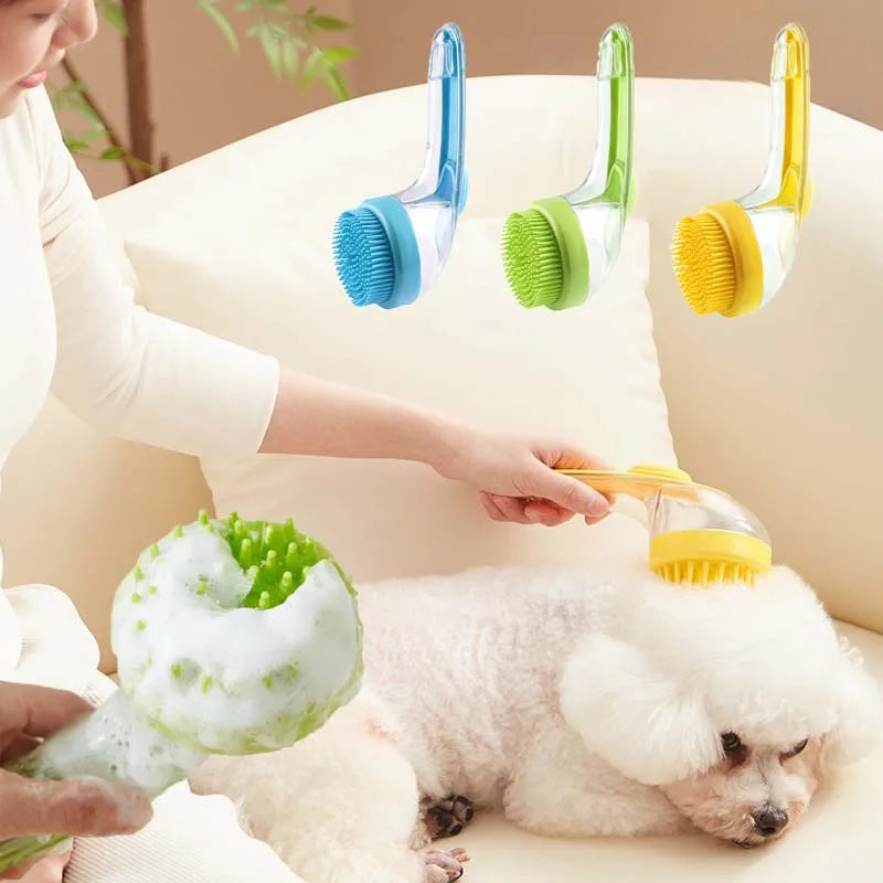 Silicone Pet Shower Brush - Massaging Bath & Grooming Tool