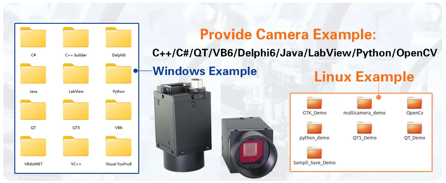 Gigabit Ethernet GigE Machine Vision Industrial Camera Color Rolling Shutter C Mouth Provide SDK Windows Linux Demo Python