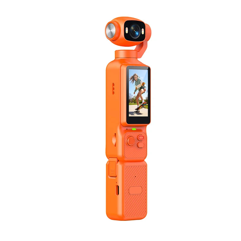 4K Handheld Gimbal Camera — 180° Rotating Lens with Fill Light
