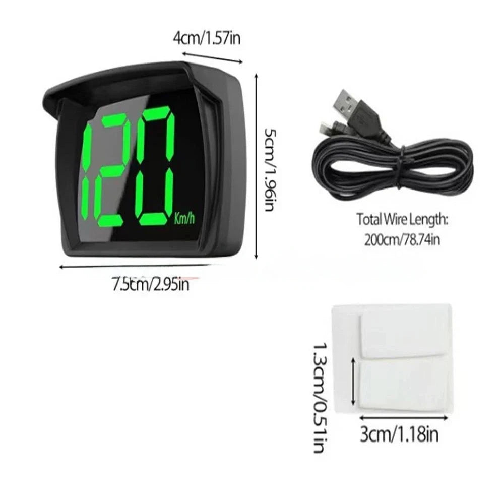 New Universal Car Head Up HUD Display GPS Digital Speedometer Dual Chips KMH MPH Reminder Meter HD LCD Display Plug Play