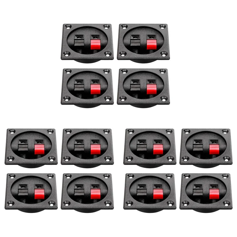 APPLIA-12PCS Speaker Box Terminal Cup, Spring Square Subwoofer Box Terminal Binding Post Connector For DIY Home Car Speaker