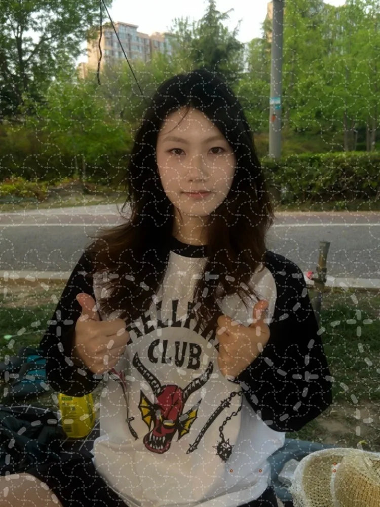 The Best-selling 2026 "Devil and Hammer" Character Merchandise Same-style T-shirt Ultra-loose Children's/adult Sports Top