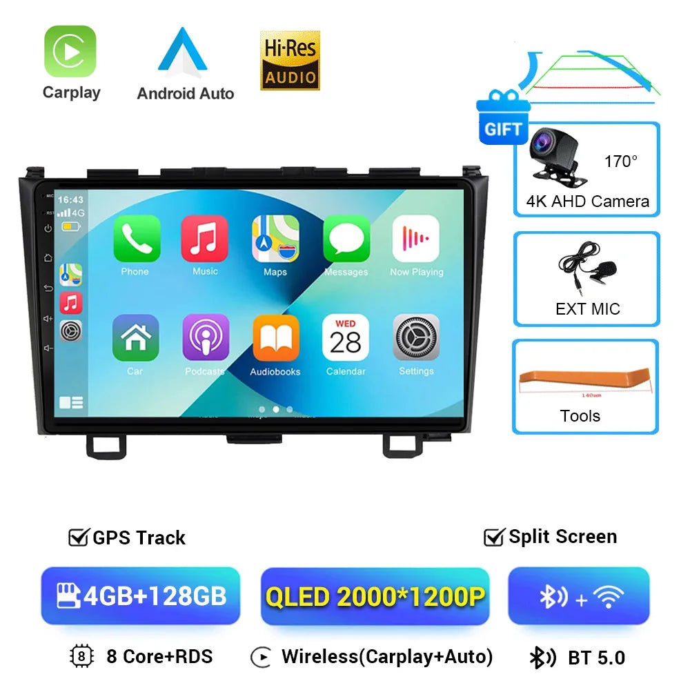 Android 16 Car Radio For Honda CR-V 3 RE CRV 2007-2011 Multimedia Video Player 2 Din Navigation GPS Carplay DVD Head Unit