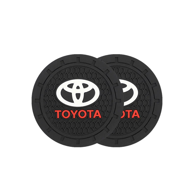 2Pcs Leather Coaster Anti-noise Water Cup Pad Cushion For Toyota TRD Gazoo Racing Corolla Yaris Chr Auris Rav4