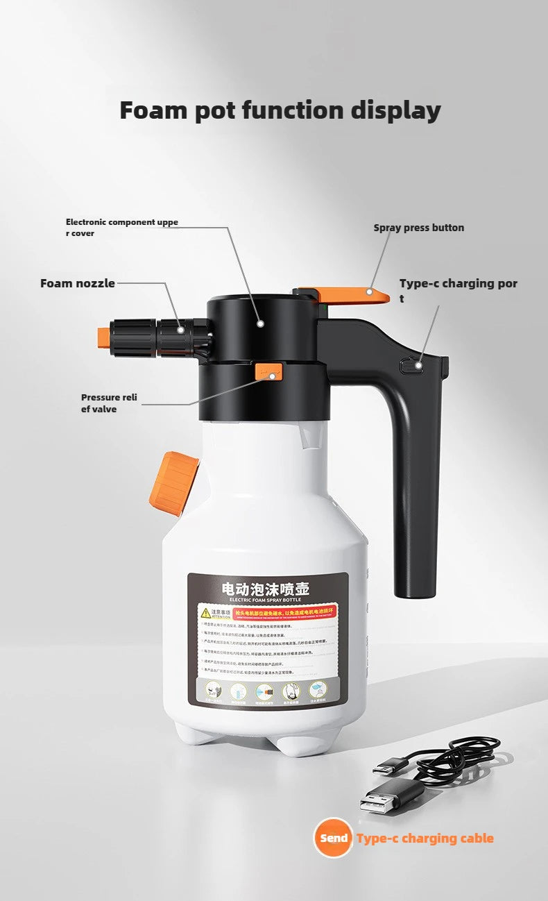2L Handheld Electric Foam Sprayer Hand Pump Foam Sprayer Snow Foam Cannon Motorized Car Wash Sprayer for Car Wash Home Cleaning