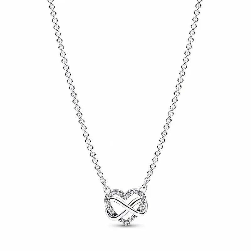 925 Silver Heart & Bow Necklace - Exquisite Women's Jewelry Gift