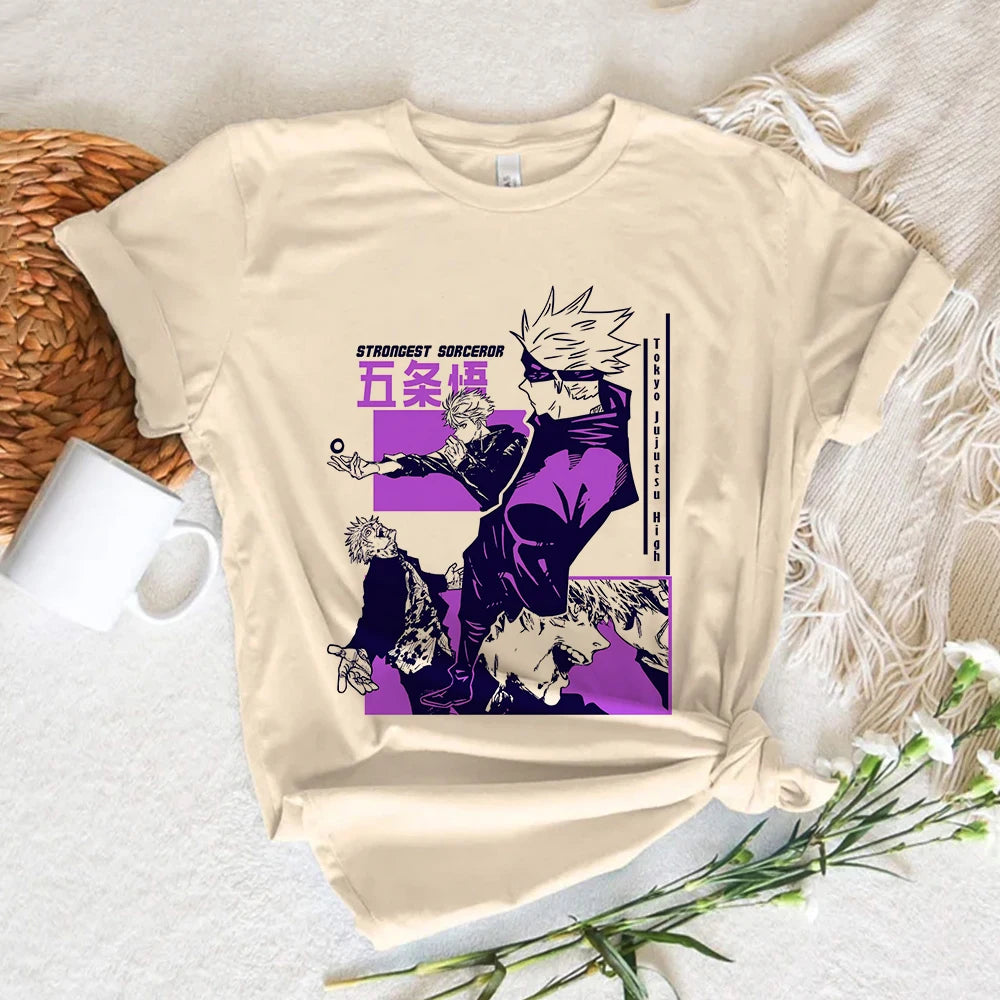 Gojo Anime t shirt women Y2K graphic streetwear top girl Japanese anime streetwear clothes