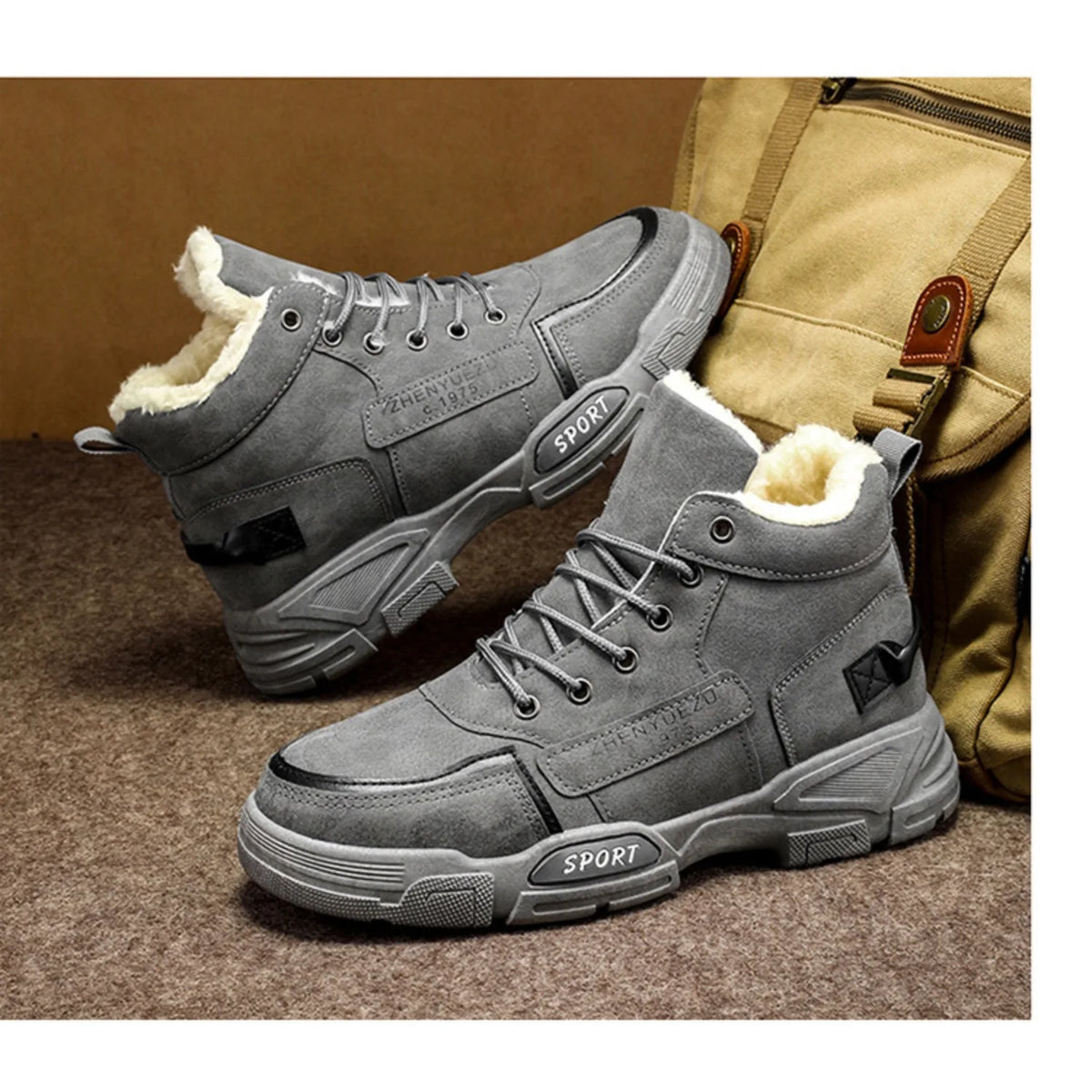 Men's Snow Boots, Fleece-Lined for Warmth, Wear-Resistant and Non-Slip, Lightweight and Breathable, Soft and Comfortable,